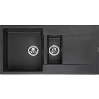 Reginox Amsterdam Reversible Composite Kitchen Sink & Drainer 1.5 Bowl Silvery in Black Granite Composite