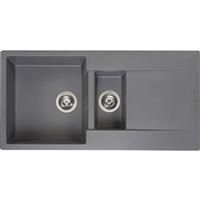 Reginox Amsterdam Reversible Composite Kitchen Sink & Drainer 1.5 Bowl Silvery in Grey Granite Composite