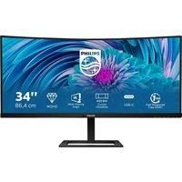 Philips Monitors 346E2CUAE - 34 inch WQHD Curved Monitor, 100Hz, 1ms, VA, USB-C Dock, Speakers , Height Adjust (3440 x 1440, 300 cd/m² HDMI / DP / USB-C)