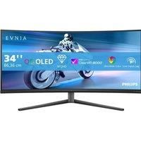 PHILIPS Evnia 34M2C6500-34 Inch OLED WQHD Curved Gaming Monitor, 175 Hz, 0.03 ms, HDR400, Ambiglow, FreeSync Premium Pro, G-Sync comp. (3440x1440, 2X HDMI, DisplayPort, USB Hub) dark gray