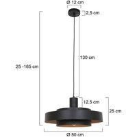Steinhauer Flinter pendant light, black, metal, 50 cm, E27
