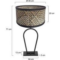 Steinhauer Stang 3751ZW table lamp, black/natural wickerwork