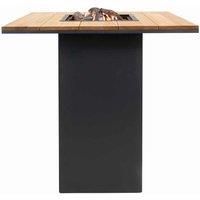 Black Fire Pit Table Teak Wooden Top