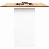 Cosiloft 100 White and Teak Firepit Bar Table
