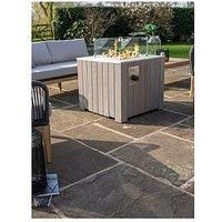 Square Outdoor Heater Grey Washed Coffee Table Fire Pit Garden Fireplace