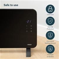 Princess Smart Panel Heater, Electric, Black, 1500 W, Smart Connected, Free App, Free Standing or Wall Mounted, Child Safety Lock