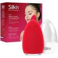 Silk/'n Bright Silicone Facial Cleansing Brush, Deep Face Cleaning and Massaging System, Removes Dirt and Make-up Residue - Red
