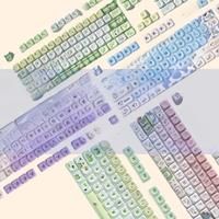 JCM MOA Profile PBT Keycaps 140 Keys Cow Theme White Blue Keycap Drunk Deer A75 for Mechanical