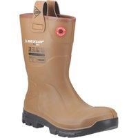 Dunlop Purofort RigPRO - Unisex Full Safety Mid-Calf Short Waterproof Work Boots, Brown, Slip-Resistant Wellies with Fur Lining and Steel Toecap for Outdoor and Industrial Use - EU40, UK6.5