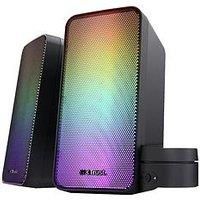 Trust Gaming GXT 611 Wezz PC Speakers 2.0 with RGB Lighting, 12W (6W RMS), LED Lights, Volume Control, AUX and USB Cable, Stereo Computer Speakers for Gaming Setup, Desktop, Laptop - Black