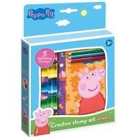 Totum 360242 Set-Creative Set of 5 Self-Inking Stamps, Books, 3 Colouring Pencils & Stickers with Peppa Pig & Friends Designs