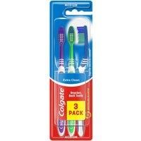3 x Colgate Extra Clean Toothbrush Medium Bristles Tooth Brushes - Free P&P