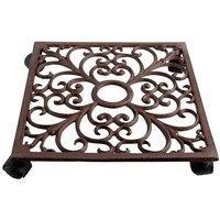 Esschert TG40 Fallen Fruits Square Plant Trolley, Brown