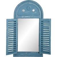 Esschert Design WD13 Blue Louvre Mirror, 39.2 x 3.9 x 75 cm