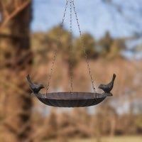 Individually CAST Iron Heavyweight Two Birds Garden Brown Easy Hanging Bird Bath FEEDERS