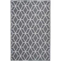 Geometric Grey Outdoor Rug Garden Caravan Camping Carpet 100% Recycled 1.8m 1.2m