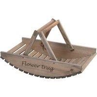 Esschert Design Pine Wood Flower Picking Basket, 52.8 x 28.1 x 12.2 cm, Half Round with Carry Handles, Flower Trug