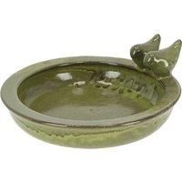 Esschert Design FB489, Green Bird Bath Ceramic Round, 10.9 cm*32.9 cm*30.7 cm