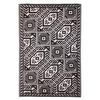Fallen Fruits Diamond Black and White Outdoor Rug