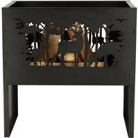 Fancy Flames Stag Rectangular Fire Basket 12" L x 20" W x 20" H Black Fire Pit Wood Basket