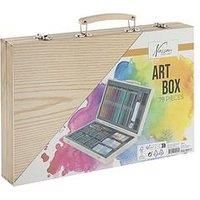Totum Nassau Fine Art Set In Wooden Box With Pencils, Paints & Crayons - 79 Pcs