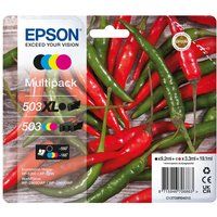 Epson 503XL Chillies, Genuine Multipack, XL Black Standard Colours Ink Cartridges