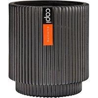 Capi Europe Vase Cylinder Groove 15X17Cm Black Planter Pot