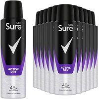 Sure Men Active Dry Anti-perspirant Deodorant Aerosol 48h protection anti-perspirant deodorant spray for effective sweat and odour protection 6x 150 ml