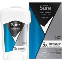 Sure Maximum Protection Anti-Perspirant Clean Scent Deodorant Cream for Men, 45ml
