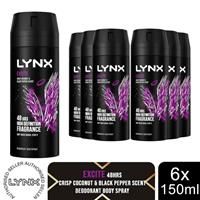 Lynx Body Spray Deodorant Excite/Dark temptation/You/Africa/Gold, 3 Pack,150ml