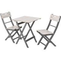 Grigio Folding Wooden Garden Furniture Bistro Set in Grey