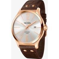 TW Steel Slim Line Men's Quartz Watch with Silver Dial Analogue Display and Brown Leather Strap TW1304