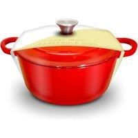 BK Cookware German Enamelled Iron, 20 cm/2.5 Litre Dutch Oven Casserole Dish with Lid, Induction, Dishwasher & Oven Safe, Chilli Red