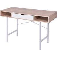 Desk with 1 Drawer Oak and White Office Workstation Computer Table vidaXL