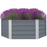 vidaXL Raised Garden Bed 129x129x46cm Galvanised Steel Grey