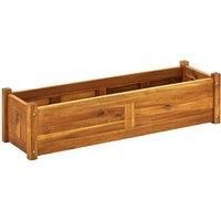 vidaXL Garden Raised Bed in Acacia Wood - Brown Outdoor Rectangular Planter with Slatted Bottom for Optimal Drainage