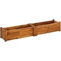 vidaXL Rectangular Garden Raised Bed - Durable Acacia Wood, Spacious Planting Area with Slatted Bottom for Drainage, Brown