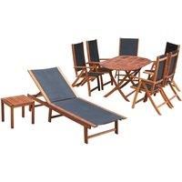 Nine Piece Garden Furniture Set Outdoor Dining Acacia Wood Textilene vidaXL