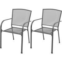 2x Outdoor Stacking Dining Chairs Mesh Garden Seat with/without Cushion vidaXL