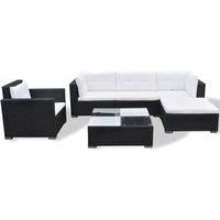 vidaXL Garden Lounge Set 17 Pieces Poly Rattan Black Outdoor Patio Sofa Seat