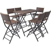 Outdoor Dining Set 7 Pieces Poly Rattan Folding Table Chair Brown/Black vidaXL