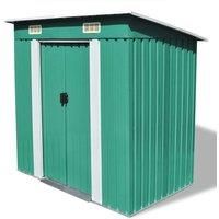 vidaXL Garden Shed Green Metal Outdoor Patio Storage Organiser House Cabin