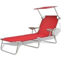 Sun Lounger with Canopy Outdoor Sunbed Lounge Bed Garden Day Bed Steel vidaXL