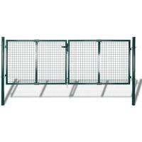 Vidaxl Fence Gate Steel 306X150 Cm Green