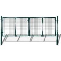 vidaXL Fence Gate Steel 306X175cm Green