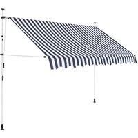 VidaXL Manual Retractable Awning 250 cm Blue and White Stripes