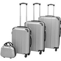 vidaXL Four Piece Hardcase Trolley Set Silver