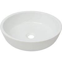 vidaXL White Round Basin- Attractive Ceramic Material with Glazed Finish, Practical for Bathroom, Washroom, Modern Design, Easy to Clean, Above Counter Fixture