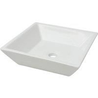 vidaXL Basin Square Ceramic White – Stylish and Elegant Design – Ideal for Bathrooms, Washrooms, and Powder Rooms – Easy to Clean – Tap and Drain Not Included