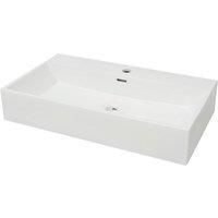 VidaXL Large Ceramic Basin with Faucet Hole - White